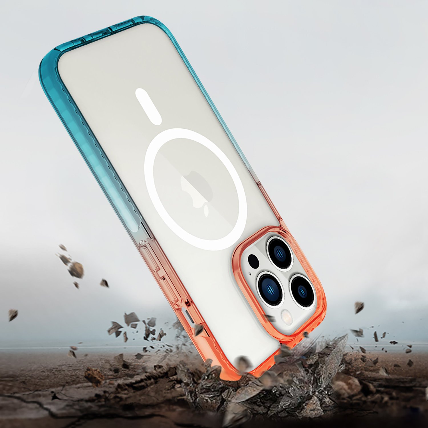 GRS Factory Customize Shockproof Transparent Colorful Gradient Magnetic TPU TPE mobile phone case For iPhone 13 14
