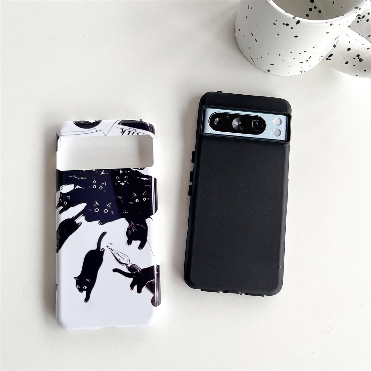 Black Cat Image Two-in-One TPU+PC Lightweight Mobile Phone Case for Google Pixel 9/9a/8/8 Pro/8a 5G Compatible