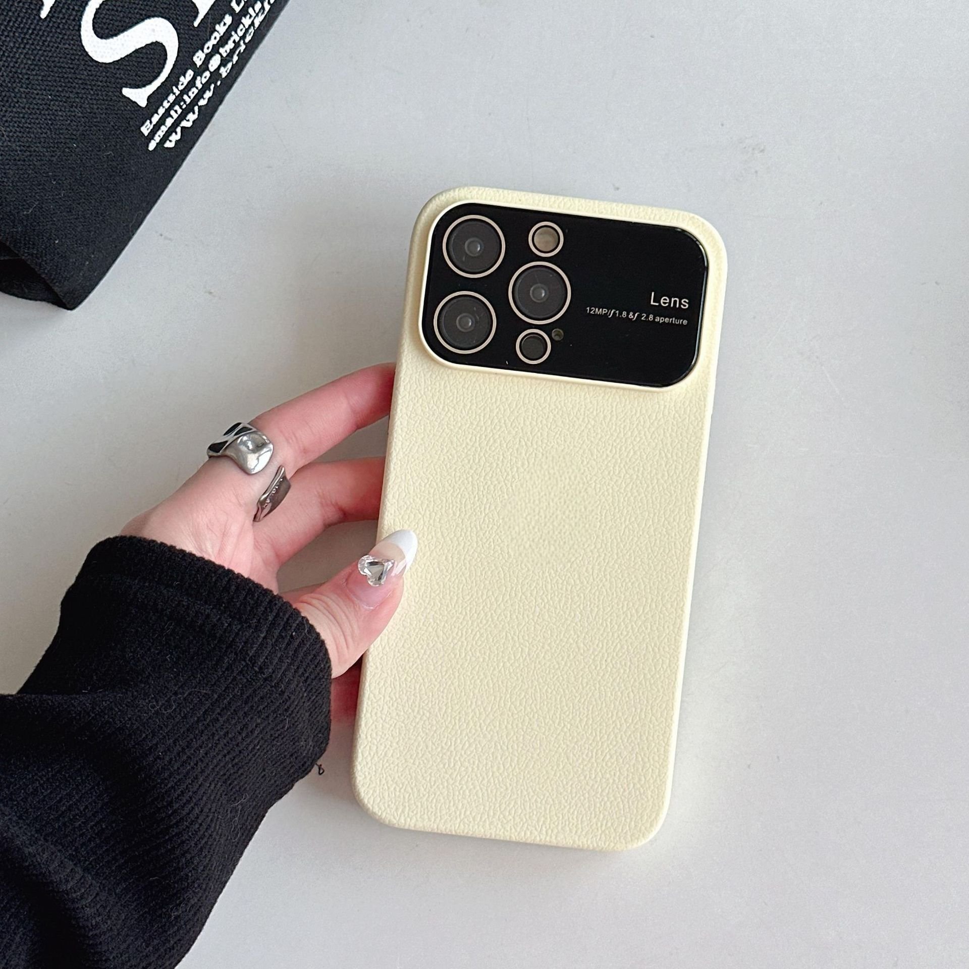 New shockproof soft pebbled leather max camera lens protection cell mobile phone case for iPhone 13 14 15 pro max cases