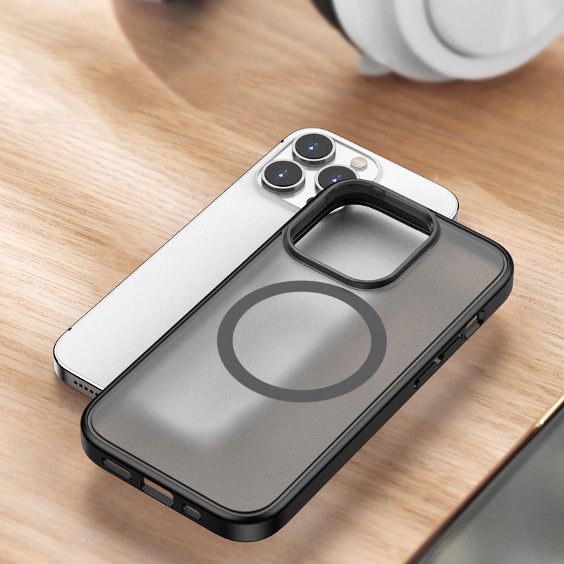 magnetic skin-feeling frosted translucent PC back TPU soft edge mobile phone case For iPhone 14 15 Pro Max