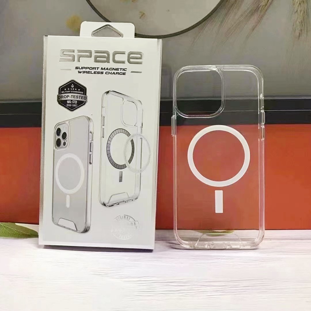 2021 Wholesale Top Seller New Product Transparent Thin space case magnetic Magnetic Clear Mobile Phone Case for iPhone 13