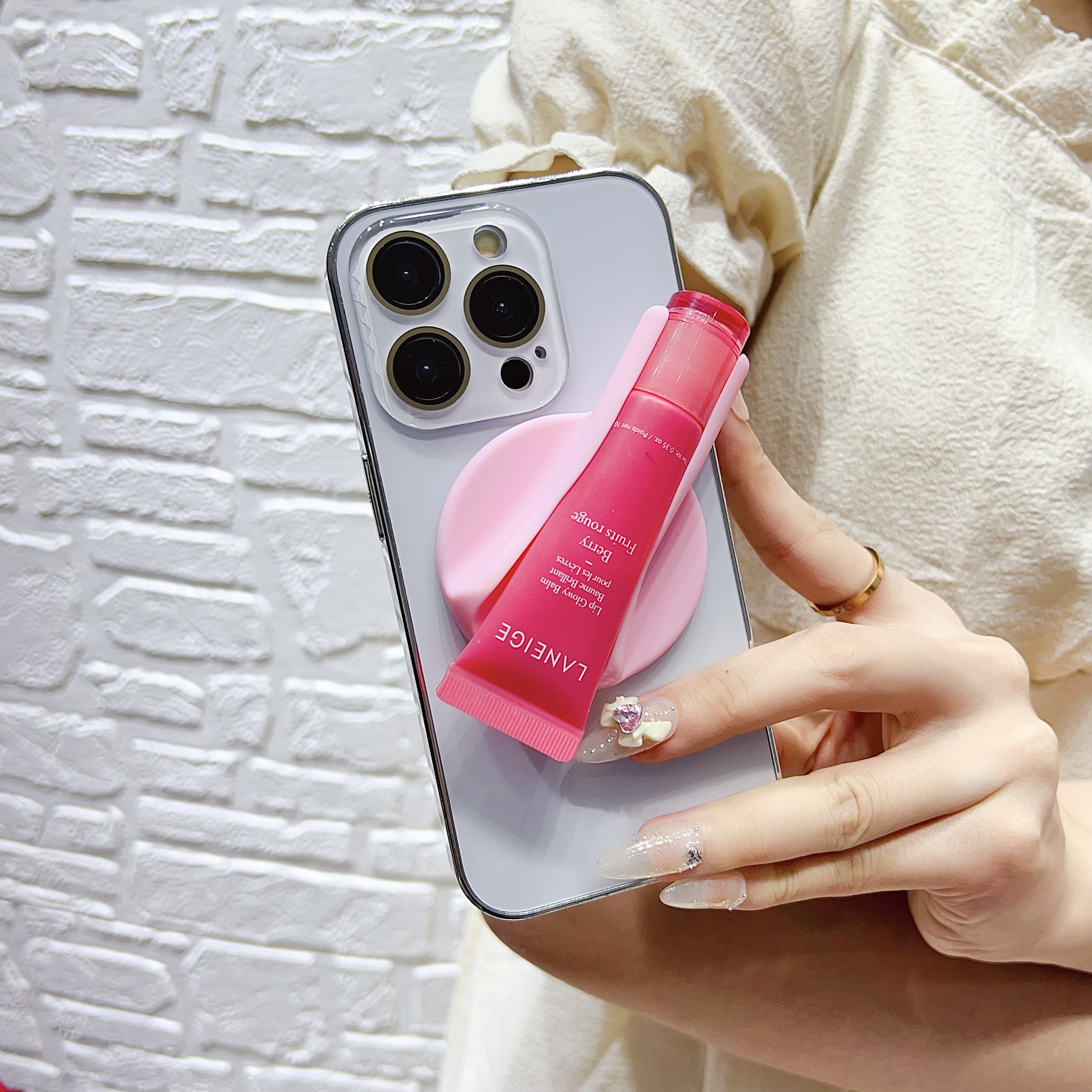Custom Adhesive Sticker Silicone Lip Gloss Holder Phone Case for Lip Tint Lipstick Phone Case Sticker for iPhone 15