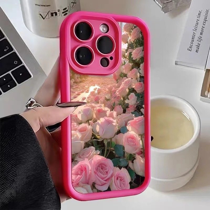 Luxury Design Soft TPU Print Rose Flower Mobile Phone Case For iPhone 7 8 plus XS XR 11 12 13 14 15 pro max Protect Back Cover