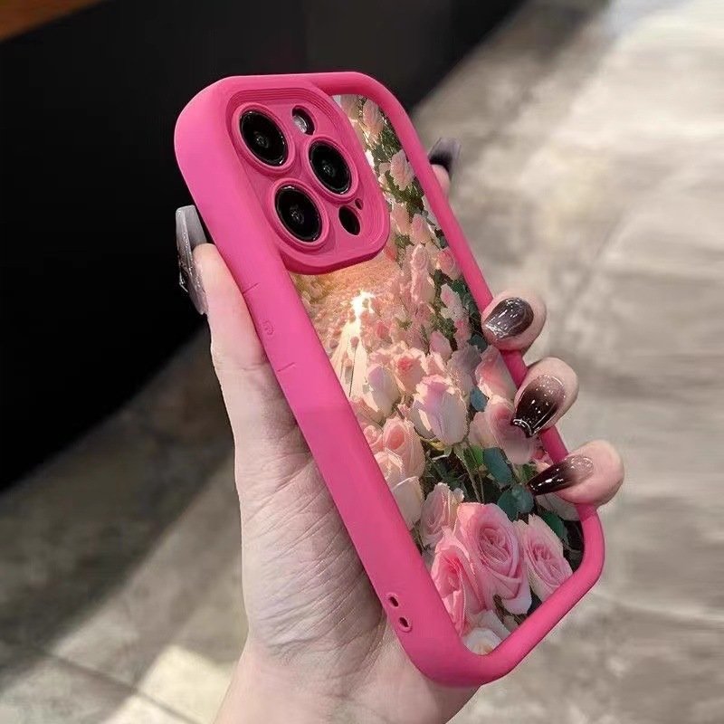Luxury Design Soft TPU Print Rose Flower Mobile Phone Case For iPhone 7 8 plus XS XR 11 12 13 14 15 pro max Protect Back Cover