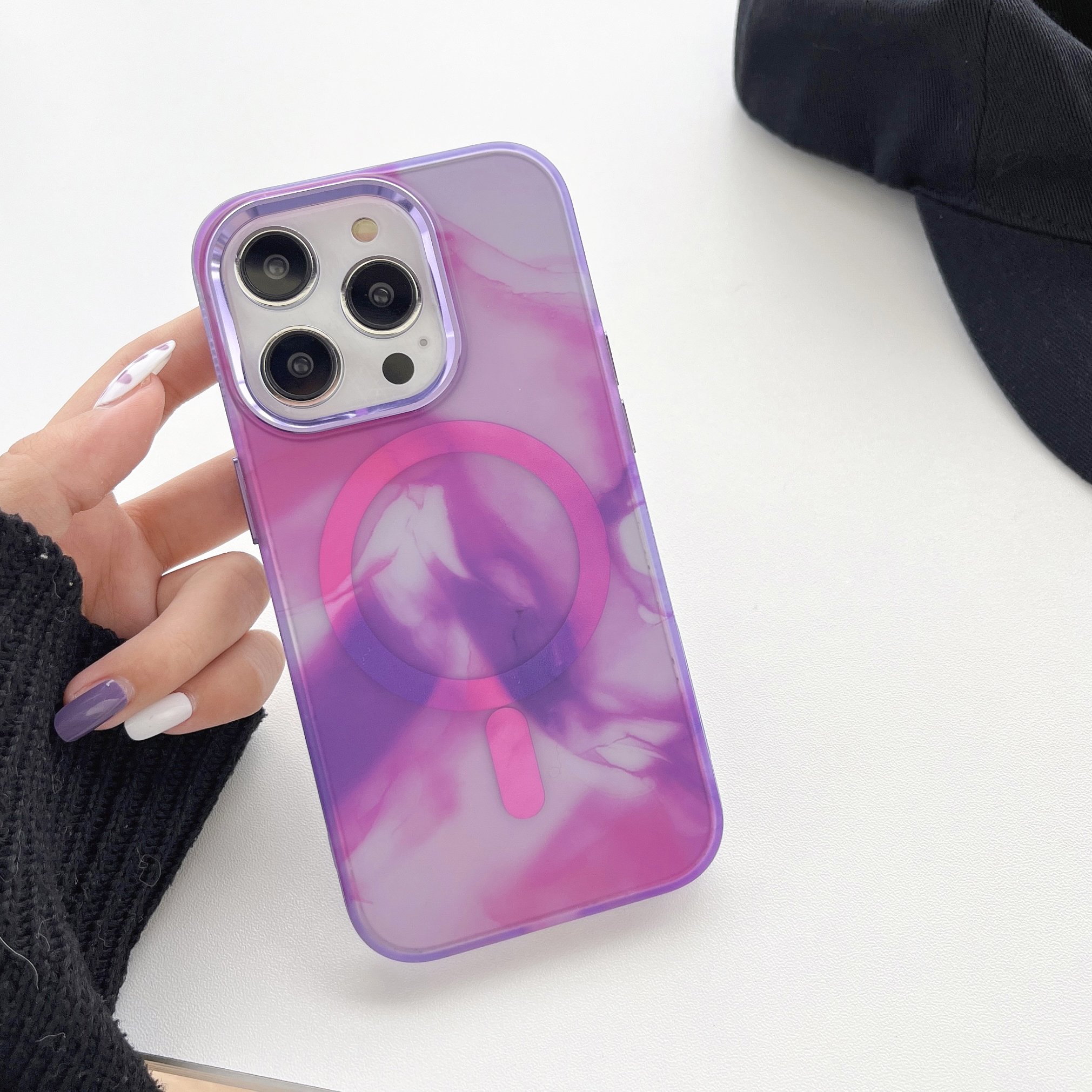 New Colors Gradient Ink Dye Mobile Phone Cases Back Cover Support Wireless Charge Magnetic Case For iPhone 14 Pro Max
