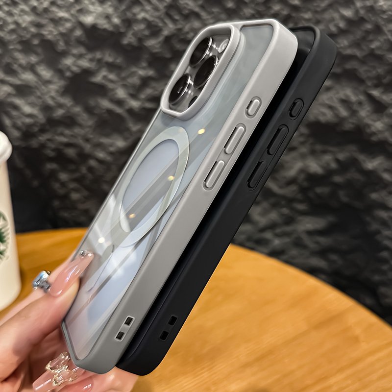 Luxury Shockproof Clear Transparent Phone Case For iPhone 12 13 14 15 16 Pro Max Wireless Charging Magnetic Back Cover Funda