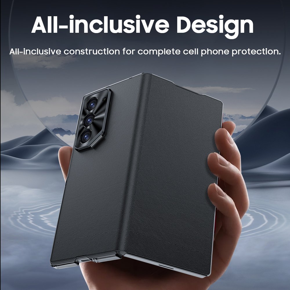 For Samsung Galaxy Z Fold6 Phone Case Lens Holder Genuine Leather Full Protection Anti-fall For Galaxy ZFold 6 Phone Cover