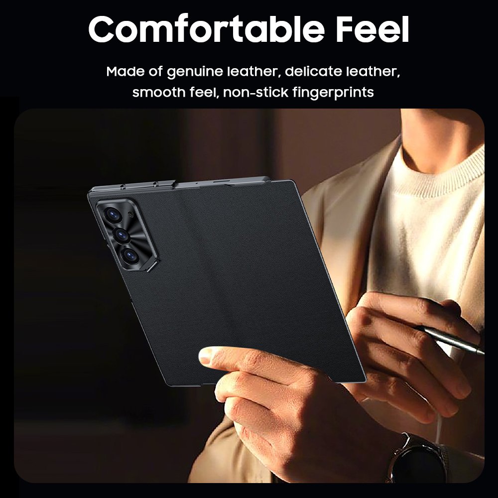 For Samsung Galaxy Z Fold6 Phone Case Lens Holder Genuine Leather Full Protection Anti-fall For Galaxy ZFold 6 Phone Cover