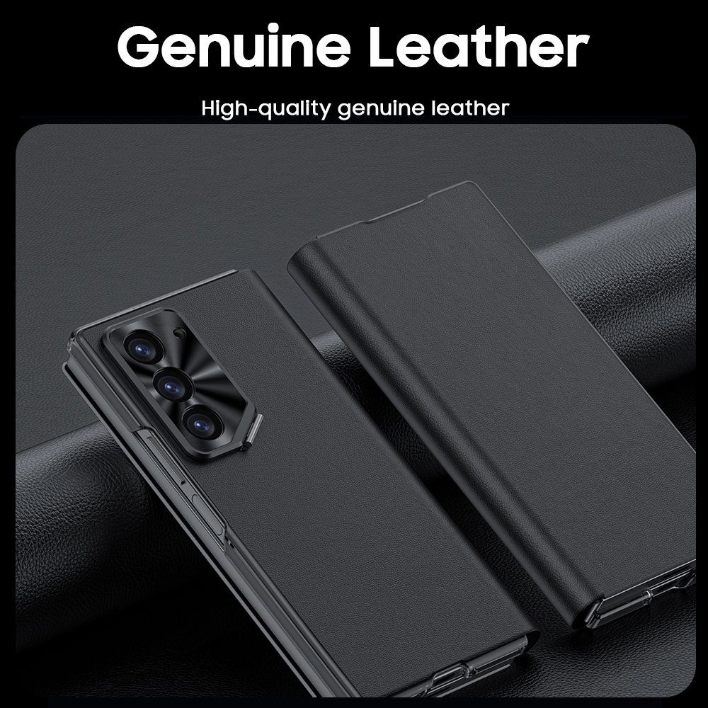 For Samsung Galaxy Z Fold6 Phone Case Lens Holder Genuine Leather Full Protection Anti-fall For Galaxy ZFold 6 Phone Cover