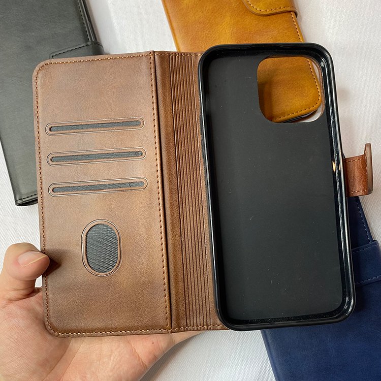 Luxury Minimalist Leather Flip Phone Case Suitable For Iphone 11 12 13 14 pro max Wallet Phone Case With Card Slot