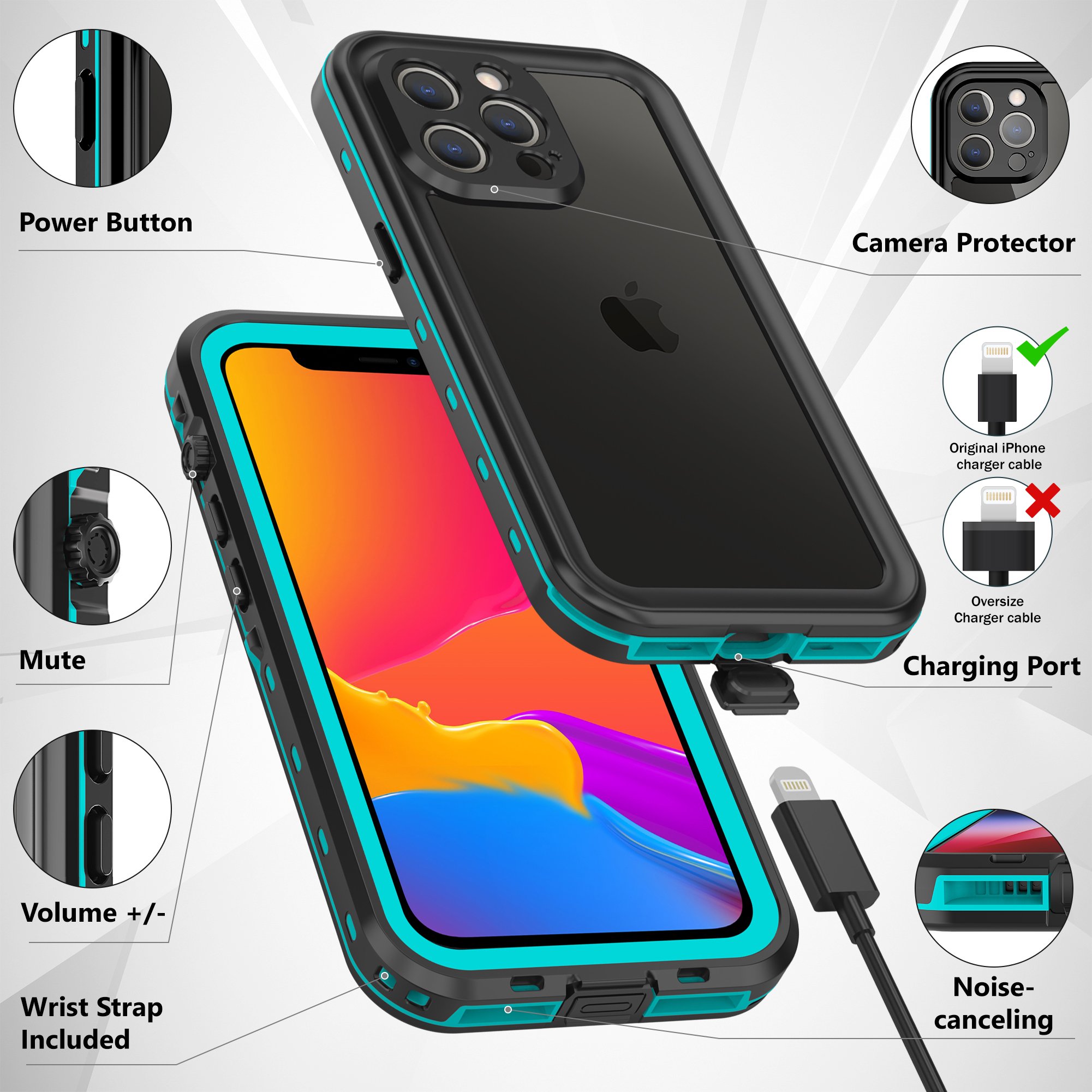 Factory wholesale PC+TPU built-in screen protector shockproof IP68 professional water proof phone case for iPhone13/14/15promax