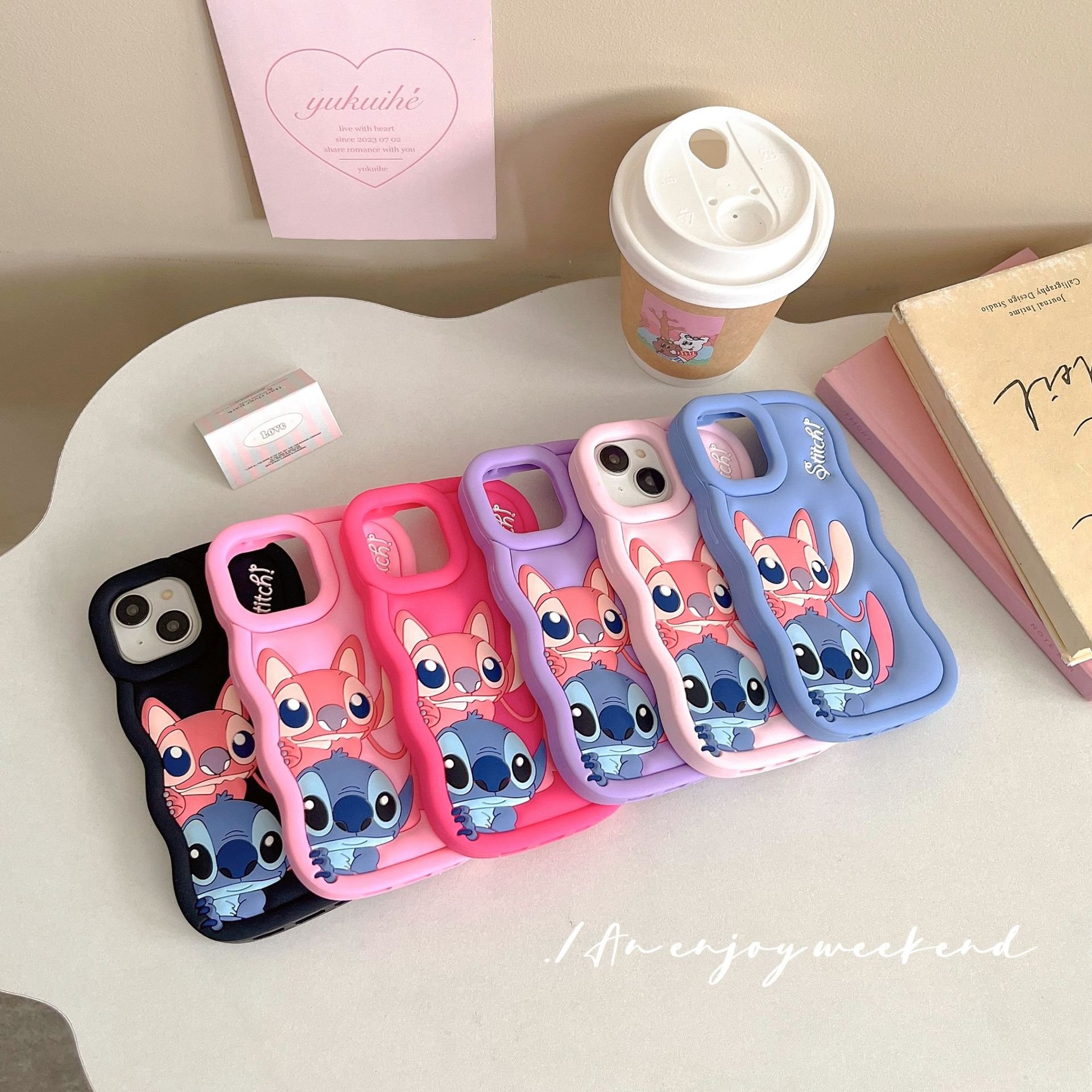 Hot Sale 3d Stitch Silicone Mobile Phone Case FOR iPhone 12 13 14 15 Pro Max Cartoon Wavy Edge Phone Accessories