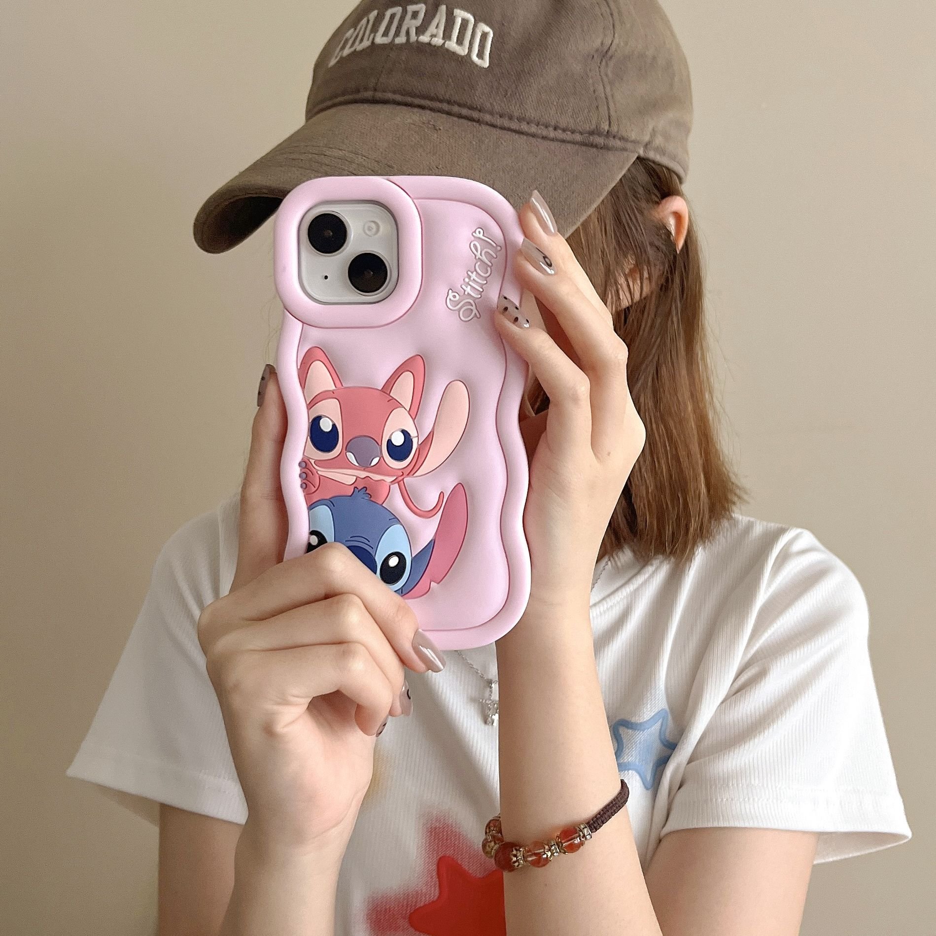 Hot Sale 3d Stitch Silicone Mobile Phone Case FOR iPhone 12 13 14 15 Pro Max Cartoon Wavy Edge Phone Accessories