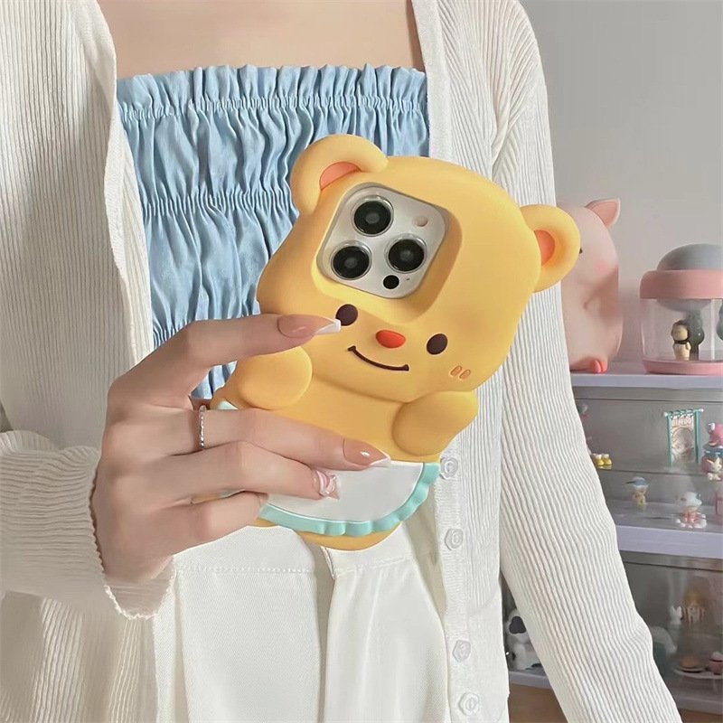 3D Silicone Cute Cartoon Bear Mobile Phone Case Cover For iPhone 15 Pro Max 14 13 11 12 plus Custom Design