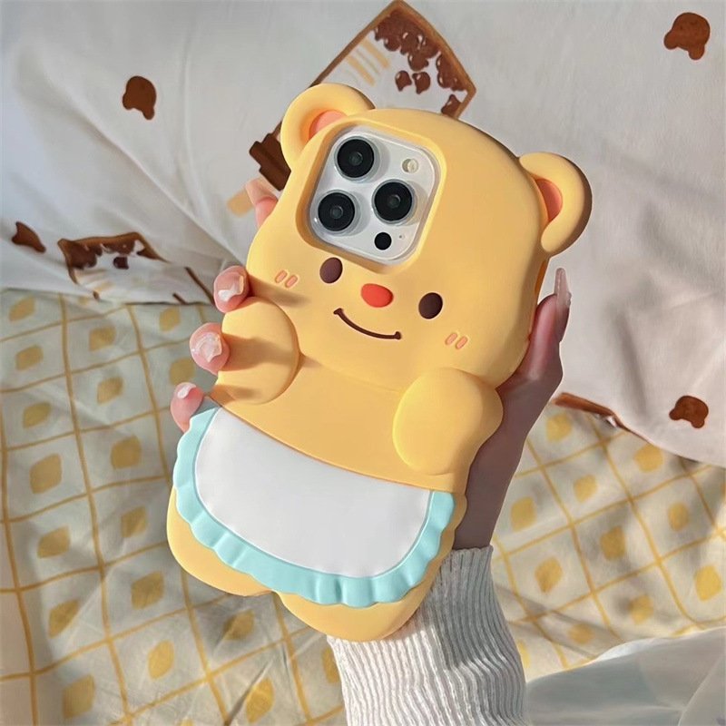 3D Silicone Cute Cartoon Bear Mobile Phone Case Cover For iPhone 15 Pro Max 14 13 11 12 plus Custom Design