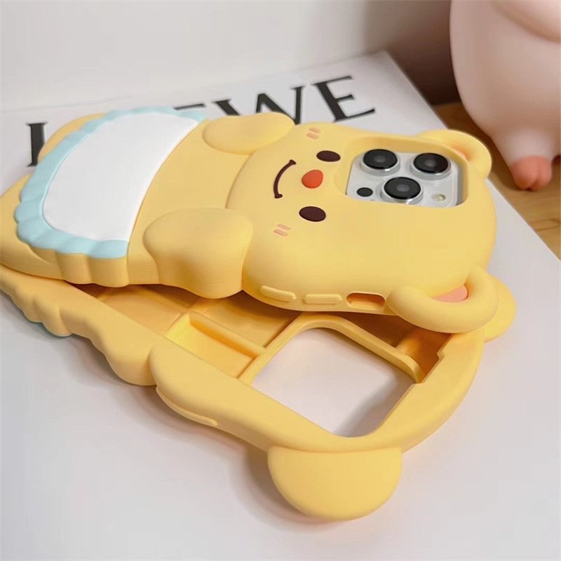 3D Silicone Cute Cartoon Bear Mobile Phone Case Cover For iPhone 15 Pro Max 14 13 11 12 plus Custom Design