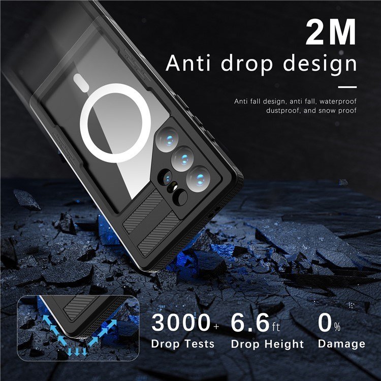 Mobile Phone Cases REDPEPPER IP68 Waterproof Case for Samsung Galaxy S24 Ultra Magnetic Clear Phone Cover