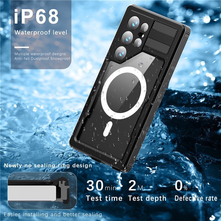 Mobile Phone Cases REDPEPPER IP68 Waterproof Case for Samsung Galaxy S24 Ultra Magnetic Clear Phone Cover
