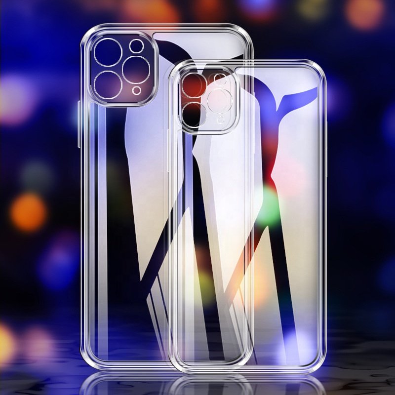 For iPhone 16 15 14 13 12 11 XS XR XSMAX SE Clear Glass Phone Back Cover For iPhone SE2 7/11/13/14 Tempered Glass Case