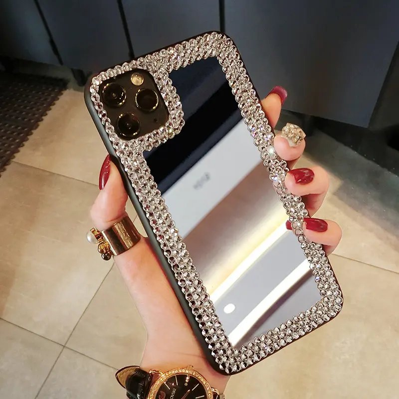 2023 High Quality Luxury Diamond Makeup Mirror Phone Case For Iphone 13 14 15 Pro Max Mobile Phone Case