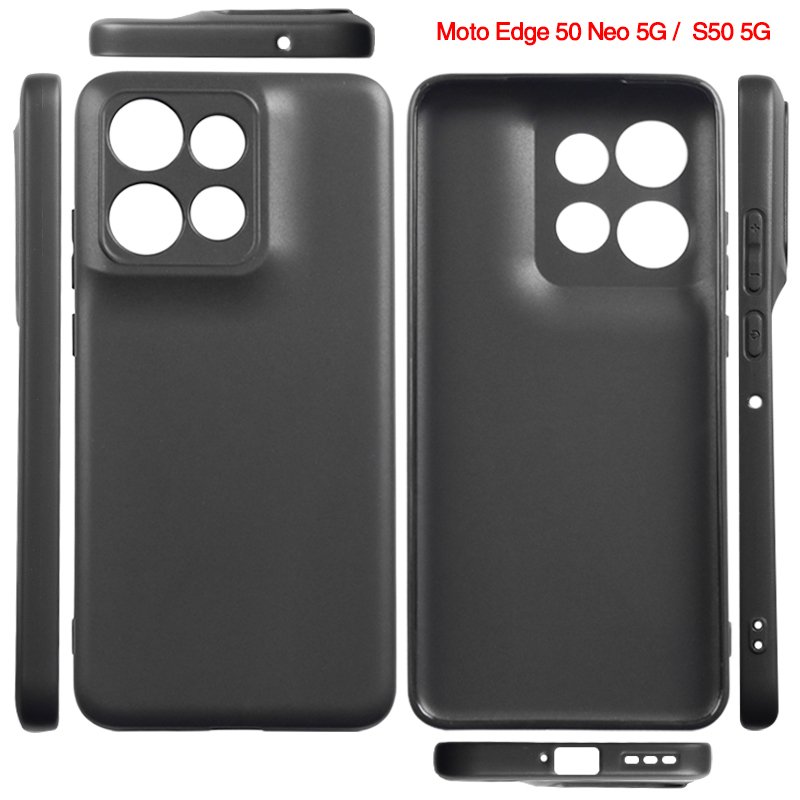 Matte Black TPU Phone Case For Motorola Moto Edge 50 Neo Soft Silicone Shockproof Mobile Phone Cover
