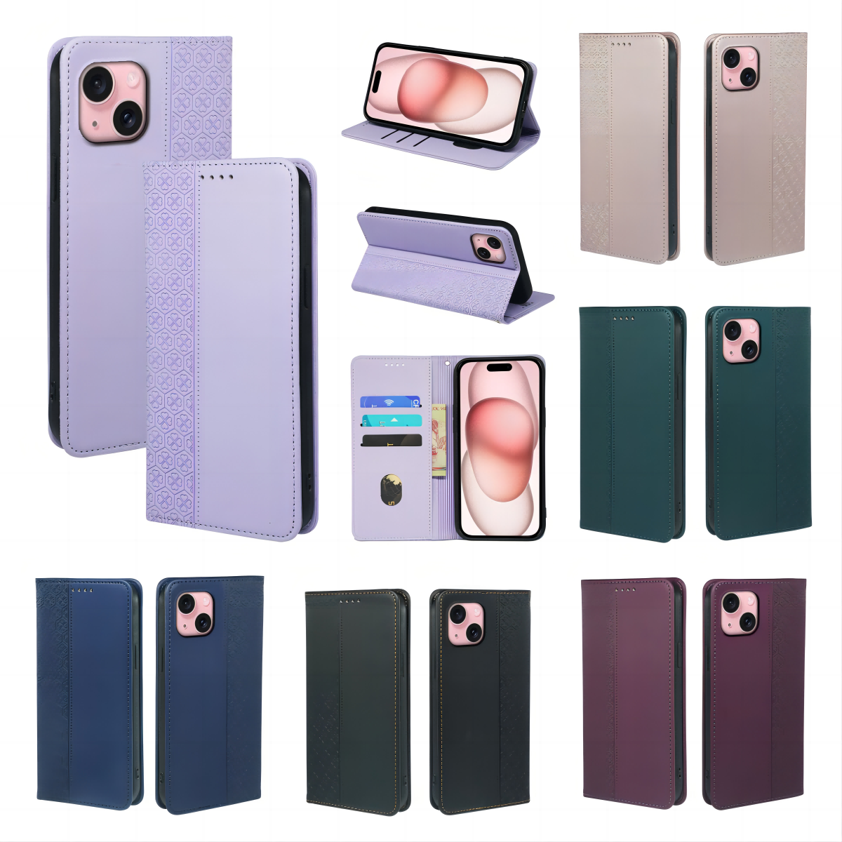 Top Seller Card Holder Bag PU Mobile Phone Case For iPhone 12 13 14 Plus 15 16 Pro Max with Leather Wallet Magnetic Cover