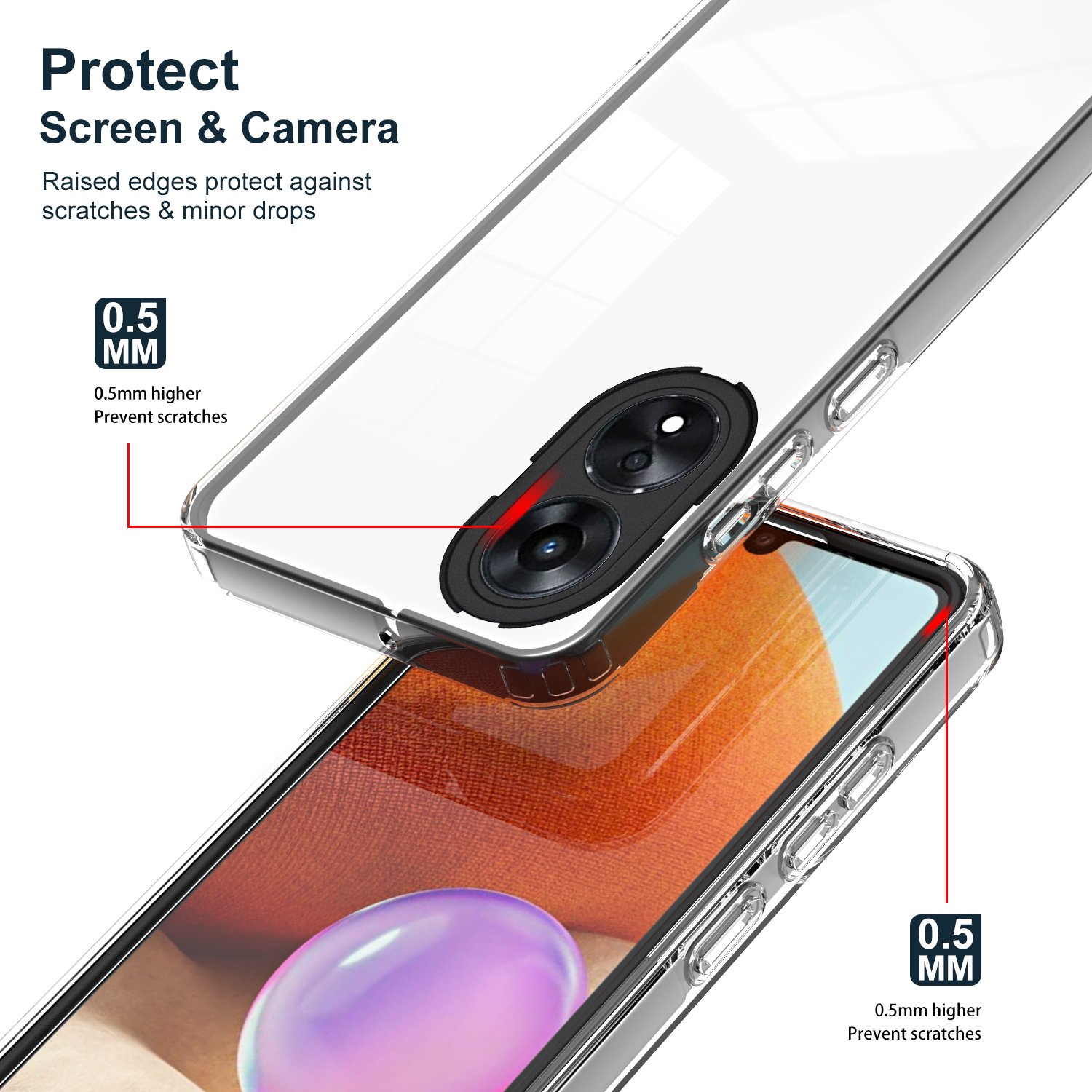 Transparent Full Cover PC TPU Shockproof Protective Mobile Phone Case For OPPO A78 4G A38 A98