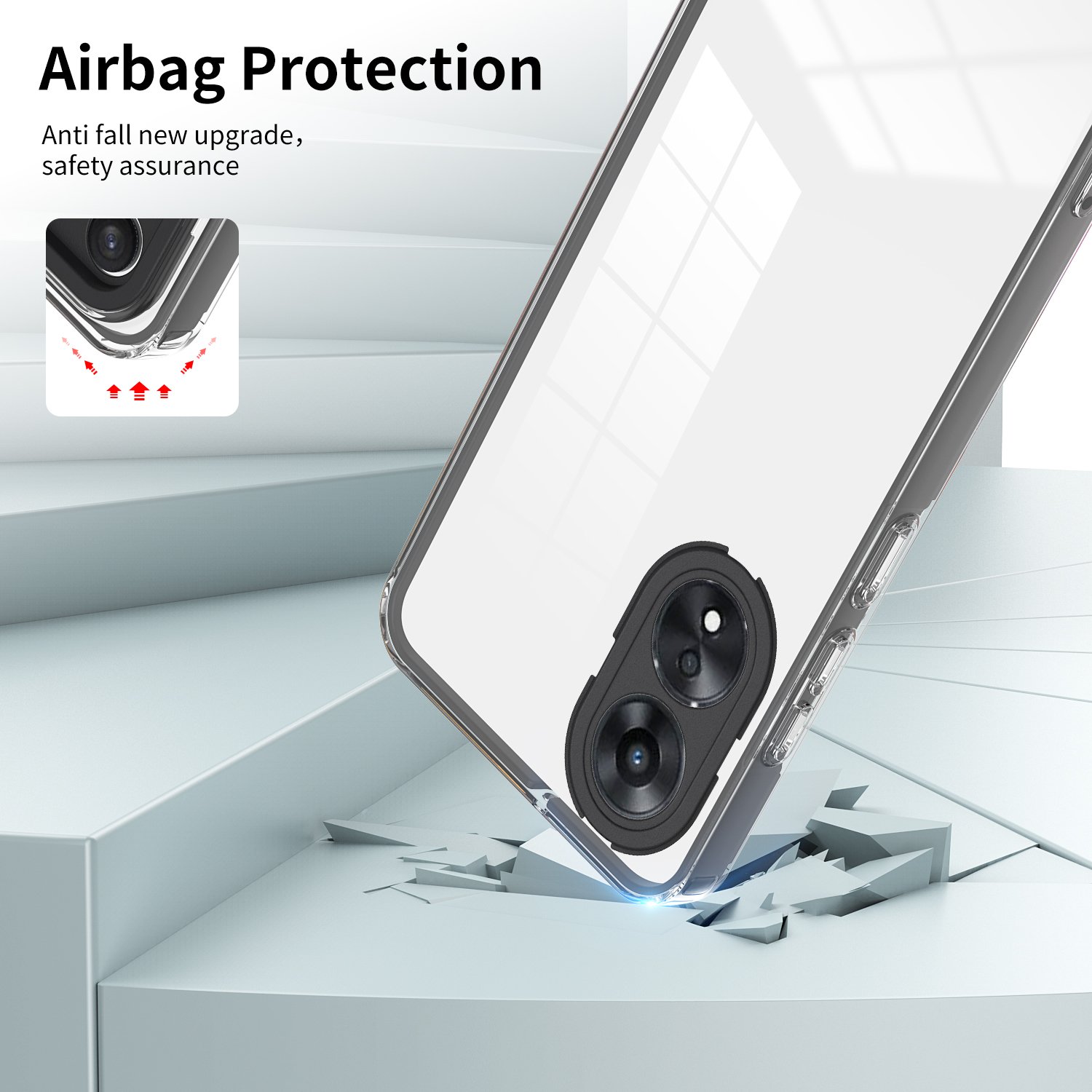 Transparent Full Cover PC TPU Shockproof Protective Mobile Phone Case For OPPO A78 4G A38 A98