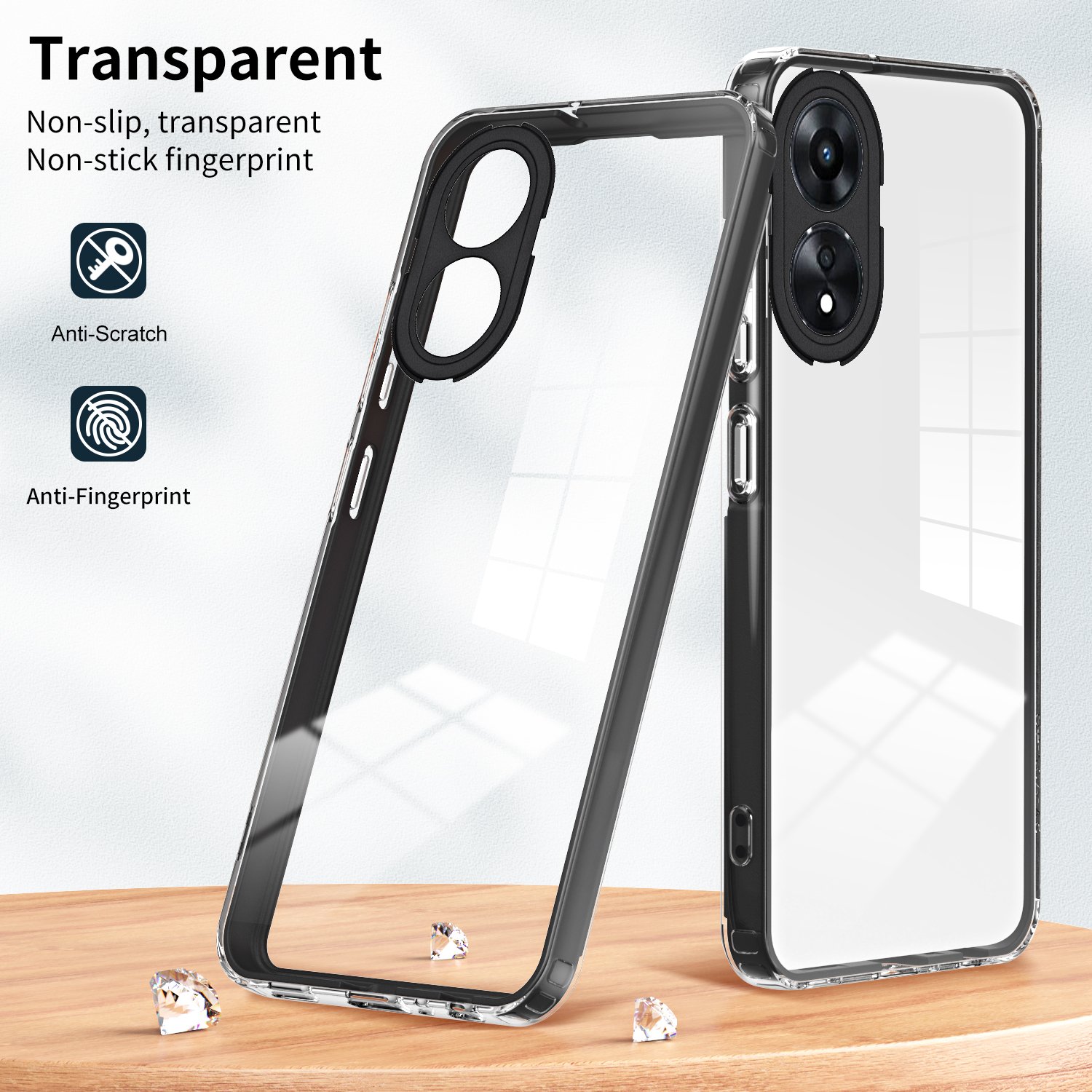 Transparent Full Cover PC TPU Shockproof Protective Mobile Phone Case For OPPO A78 4G A38 A98