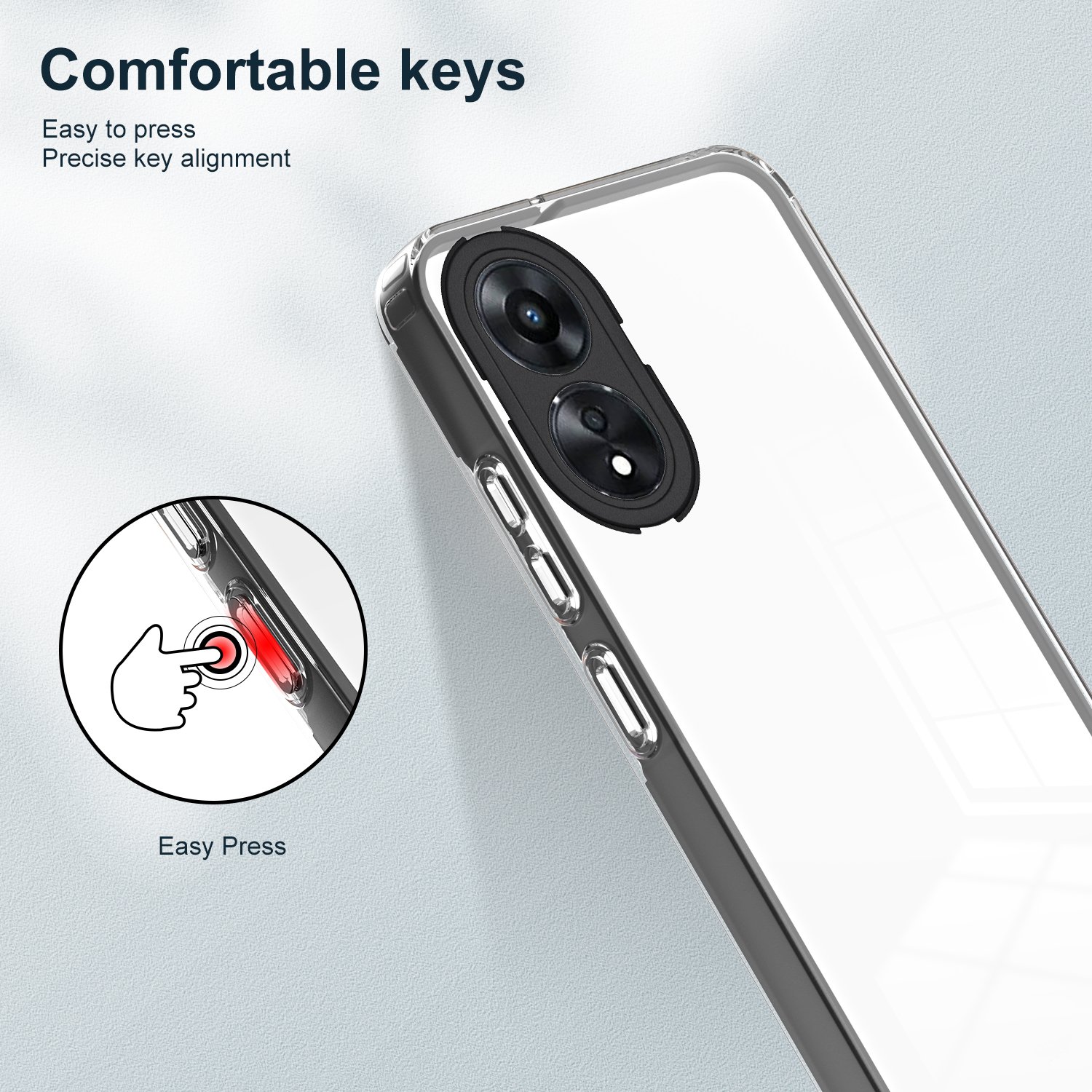 Transparent Full Cover PC TPU Shockproof Protective Mobile Phone Case For OPPO A78 4G A38 A98