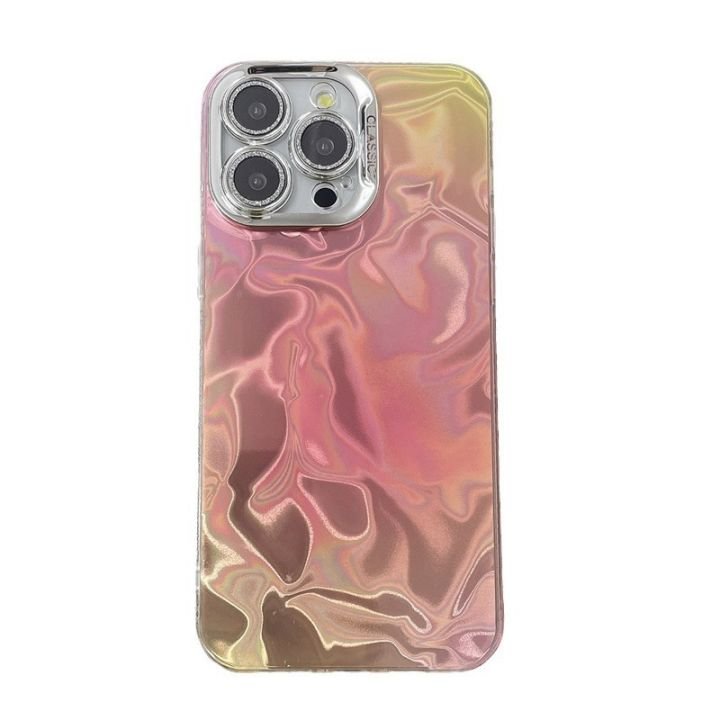 Luxury Electroplate Lens Least Water Wave Ripple Design IMD Mobile Phone Case For iPhone 11 12 13 14 15 16 pro max TPU PC Cover