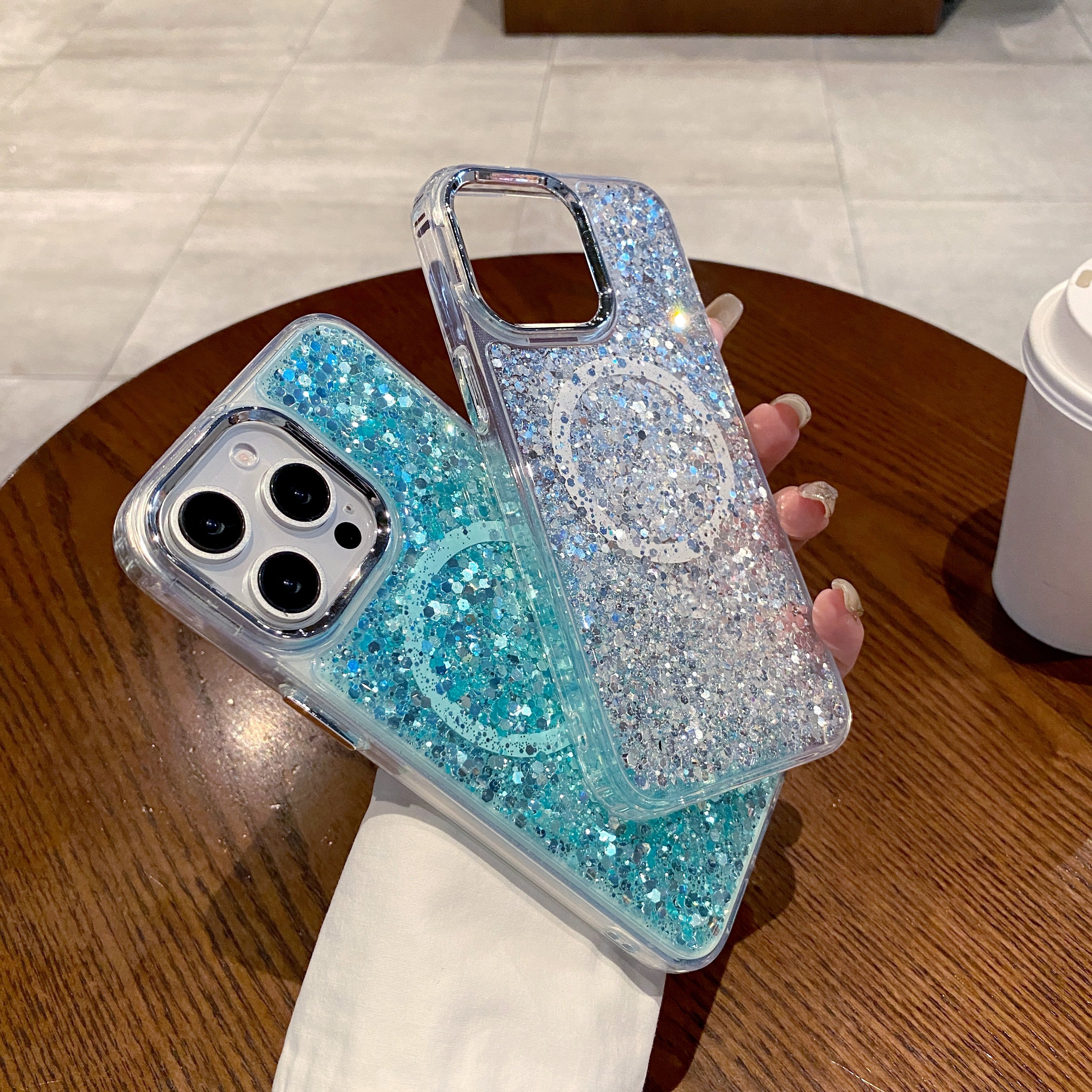 Hot Selling Luxury Bling Glitter Shockproof Magnetic Cell Mobile Phone Case for iPhone 15 16 Pro Max 14 Plus 13 12 11 Pro Case