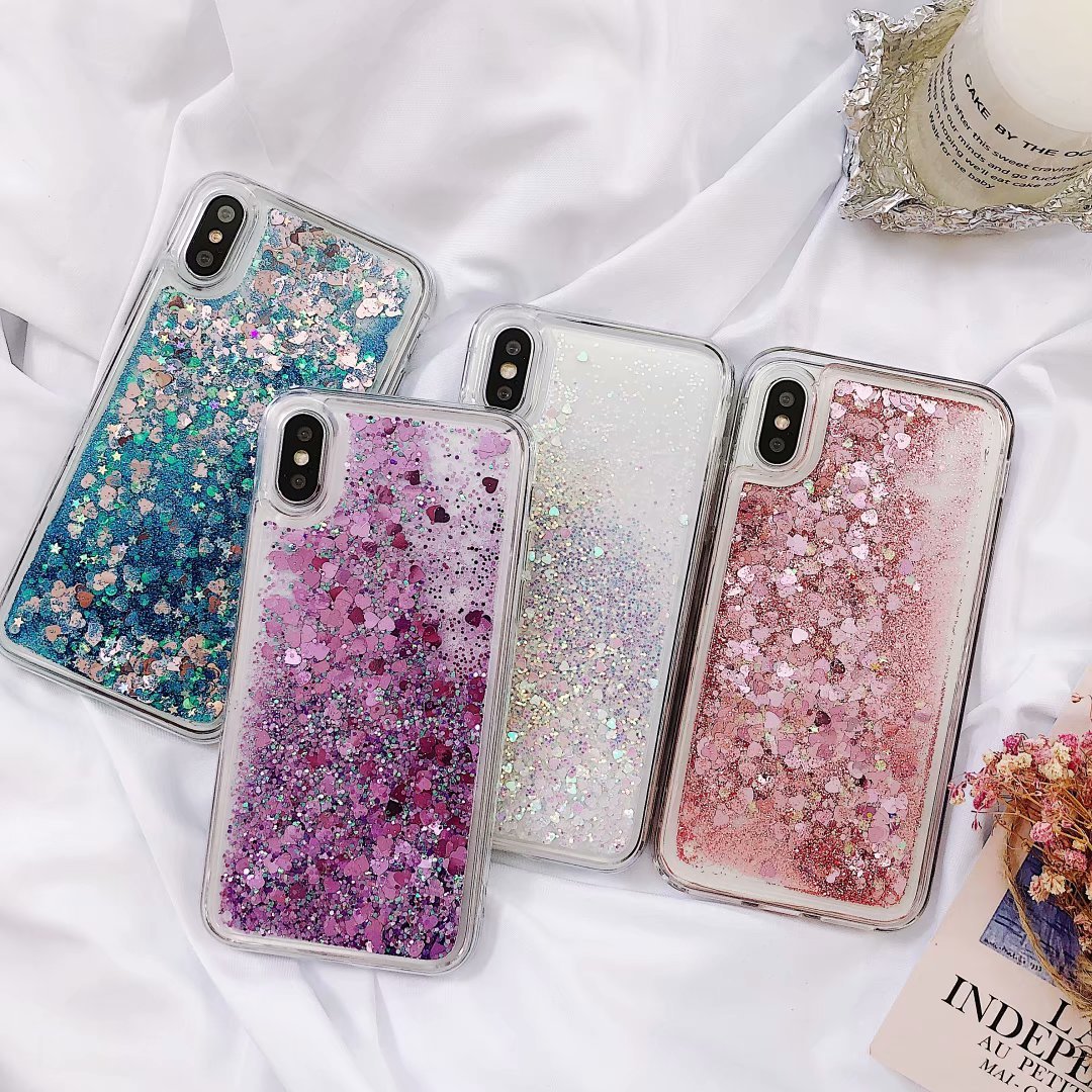 Hot Sale Love Heart Glitter Star Liquid Quicksand Phone Case for iphone 15 Girls Fashion Cover for iPhone 14 13 12 11 Pro Max