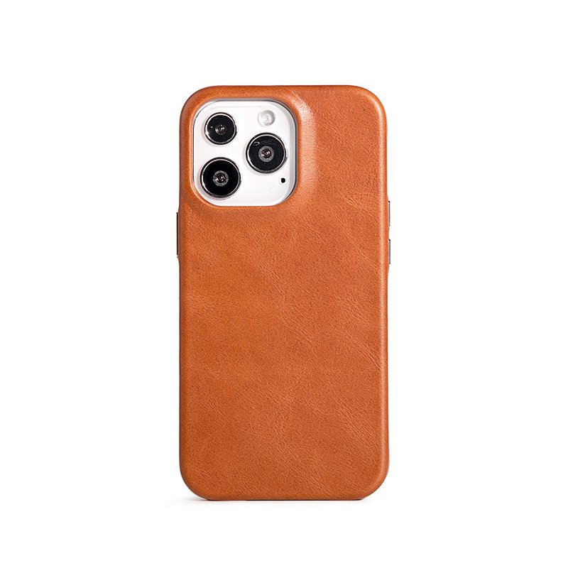 Custom Vintage Oil Wax Leather Phone Case With Metal Button For Iphone 14 Pro Max Design Shockproof Mobile Cover For iphone 15