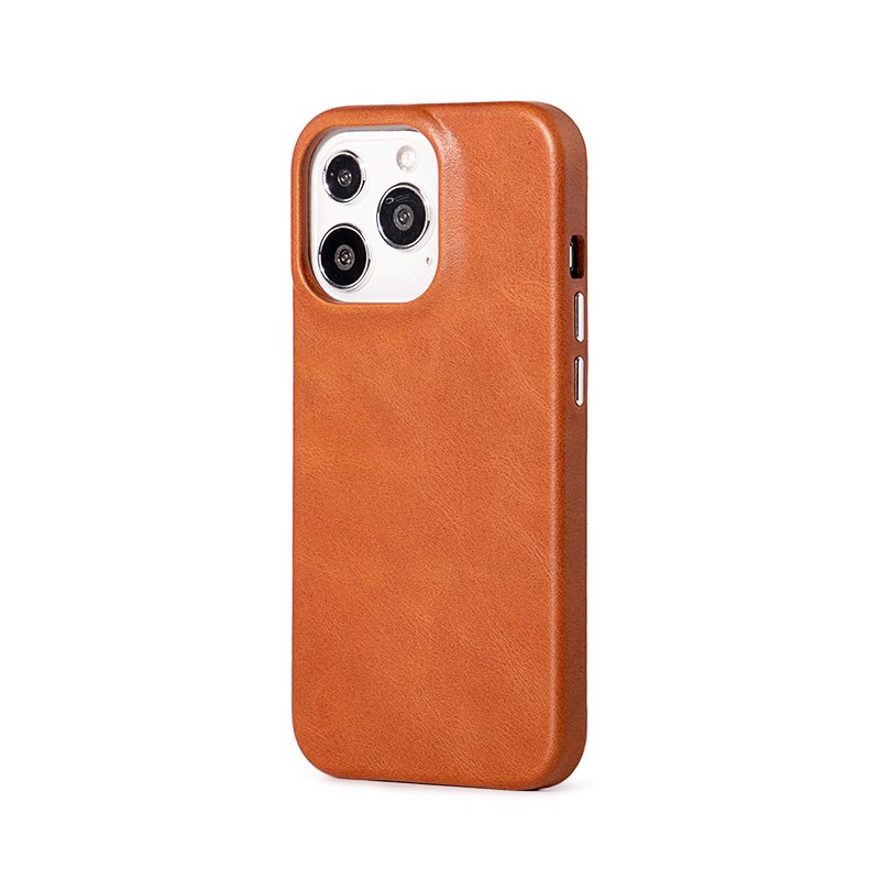 Custom Vintage Oil Wax Leather Phone Case With Metal Button For Iphone 14 Pro Max Design Shockproof Mobile Cover For iphone 15