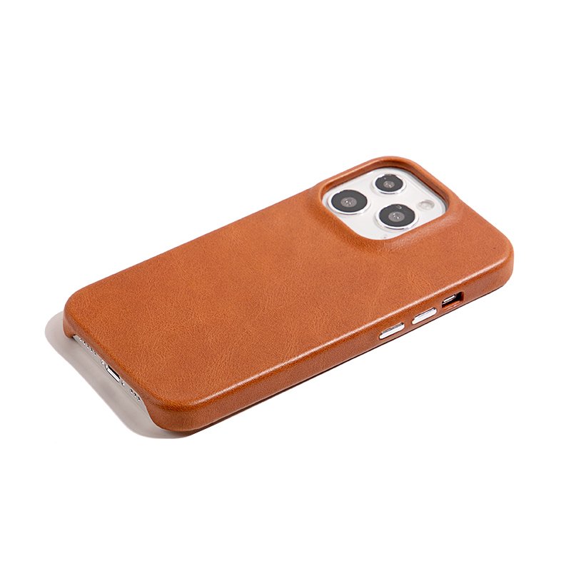 Custom Vintage Oil Wax Leather Phone Case With Metal Button For Iphone 14 Pro Max Design Shockproof Mobile Cover For iphone 15
