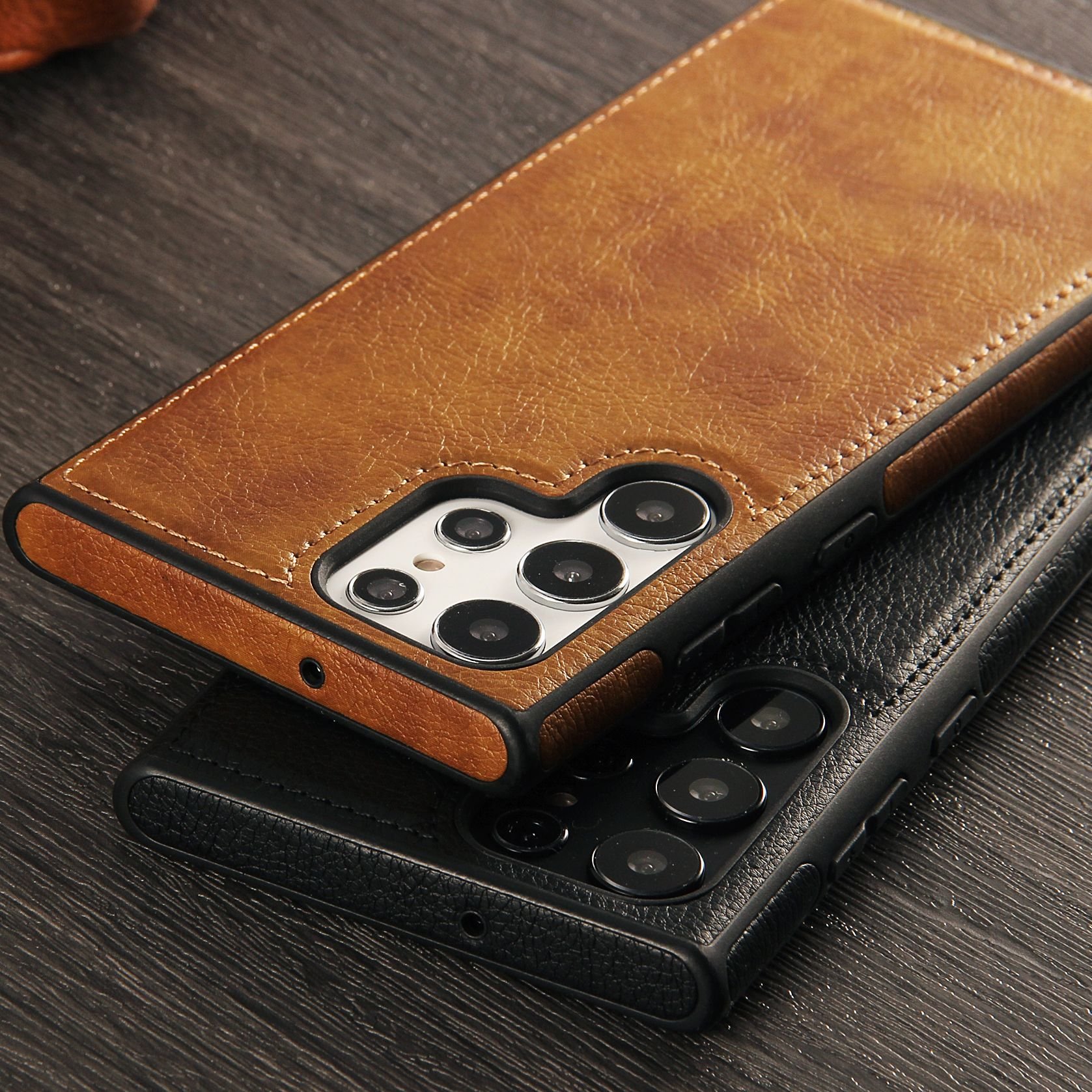 Luxury Handmade Splicing Stitching PU Leather Cover Mobile Phone Case For Samsung Galaxy S23 Ultra S24