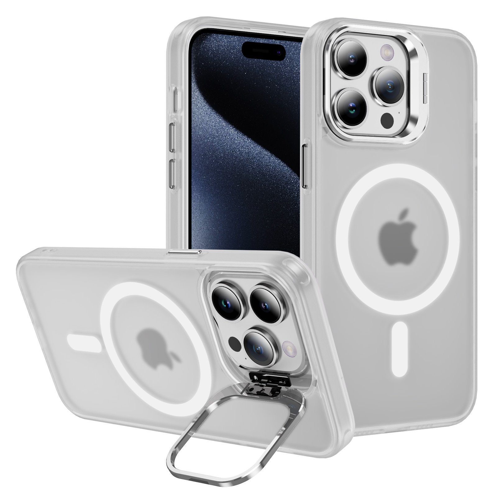 With Camera Glass Metal Lens Bracket Acrylic Clear Cover Magnetic Transparent Phone Case For Iphone 12 13 14 15 16 Pro Max Cases