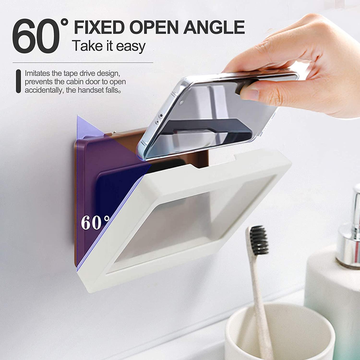 NEW Wall mount bathroom waterproof shower mobile phone holder abs handsfree water proof anti fog shower cell phone case