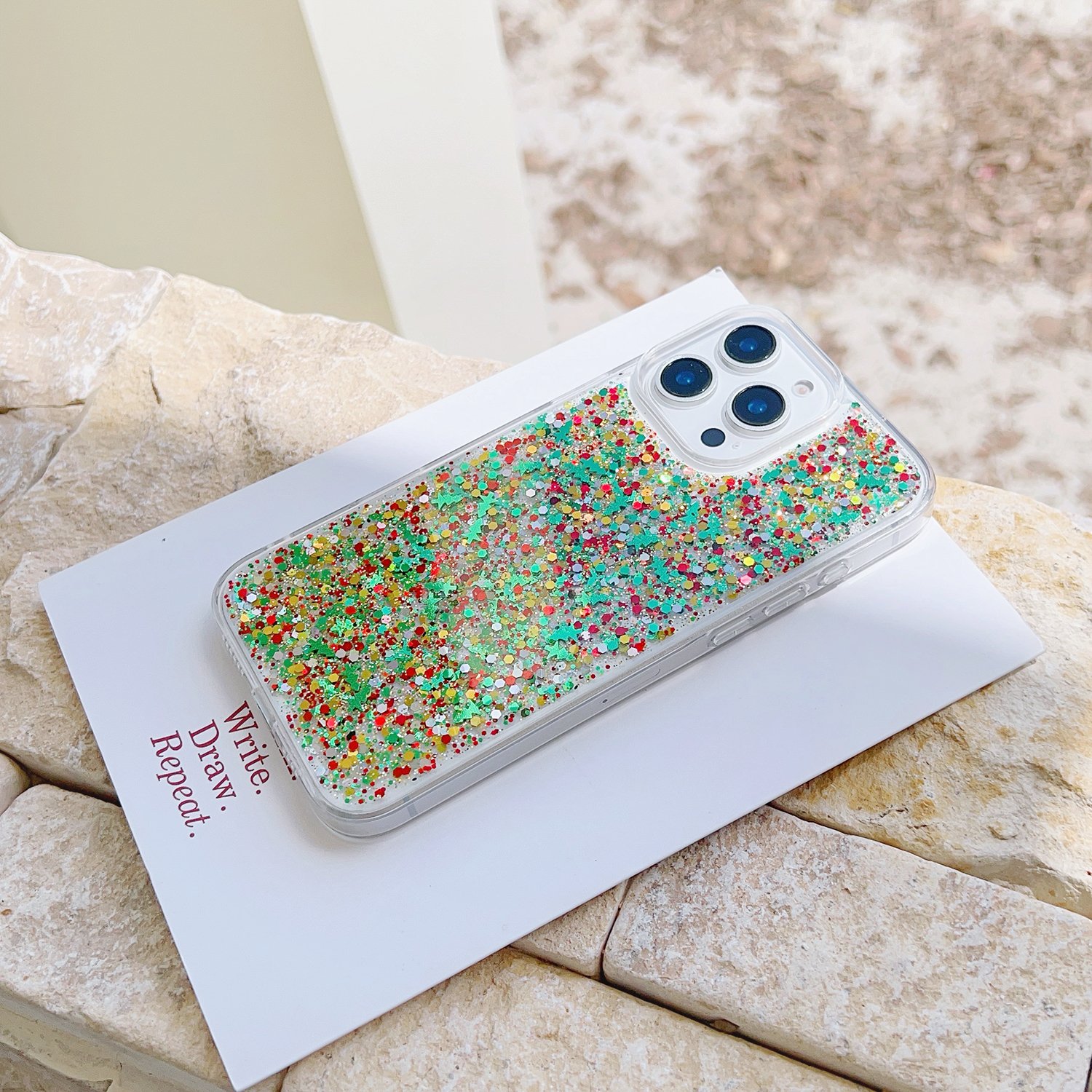 Christmas Gifts Phone Case For iPhone 16 Pro Max Clear Cute TPU PC Hard Shockproof Xmas For iPhone 16 15 14 13 11 Case
