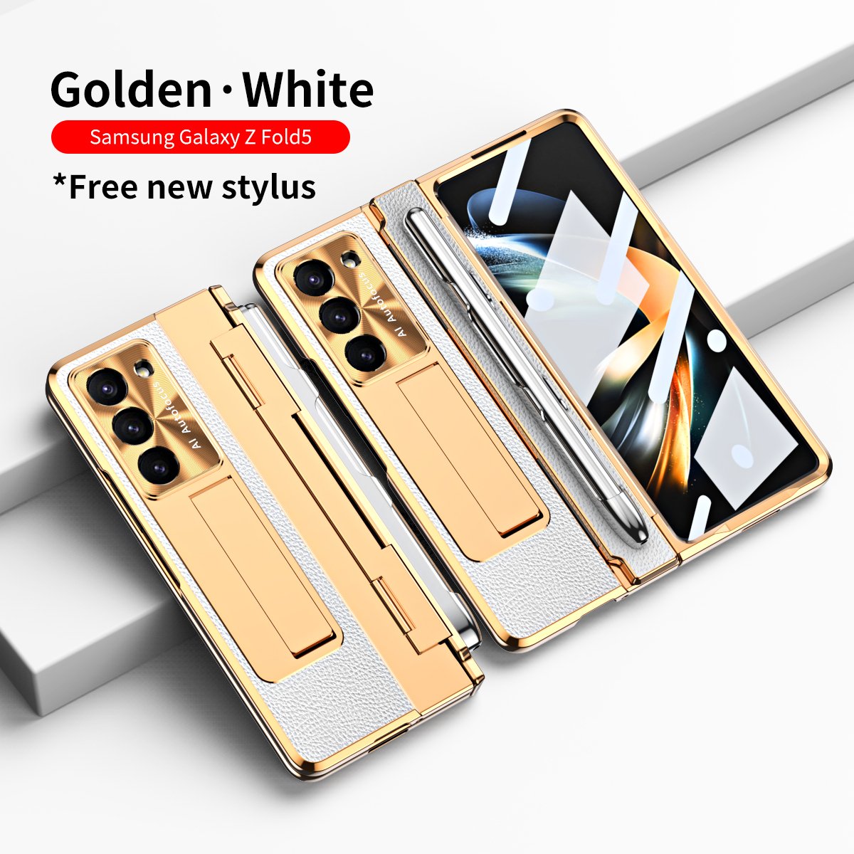 For Samsung Galaxy Z Fold 5 Case - Full Body with Hinge Protection Cover, Tempered Glass Screen Protector, Kickstand and S Pen