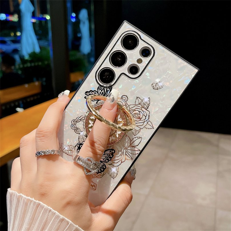 For Samsung S24 Luxury Diamond Flower Butterfly Holder Phone Case for Samsung S23 ultra Phone Cover