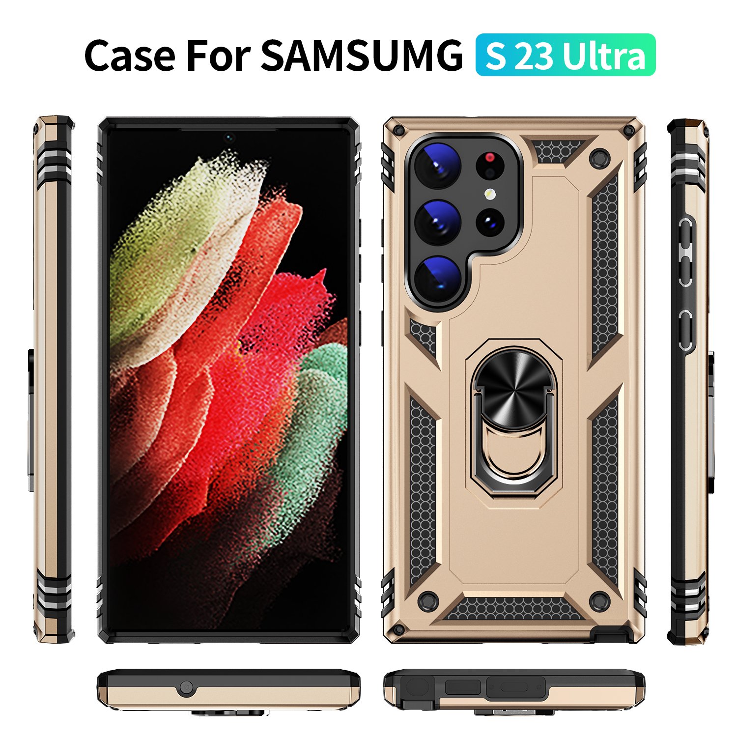 For Samsung Galaxy S23 S22 S21 Ultra S23+ S22+ S21+ Armored Thin And Shockproof Mobile Phone Cases with Ring Holder