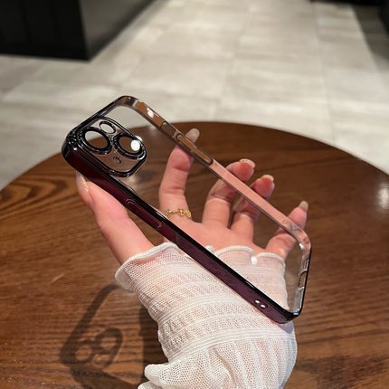 With Camera Protection Clear Electroplating Mobile Phone Cover Case For Iphone 13 14 15 Pro Max Plus