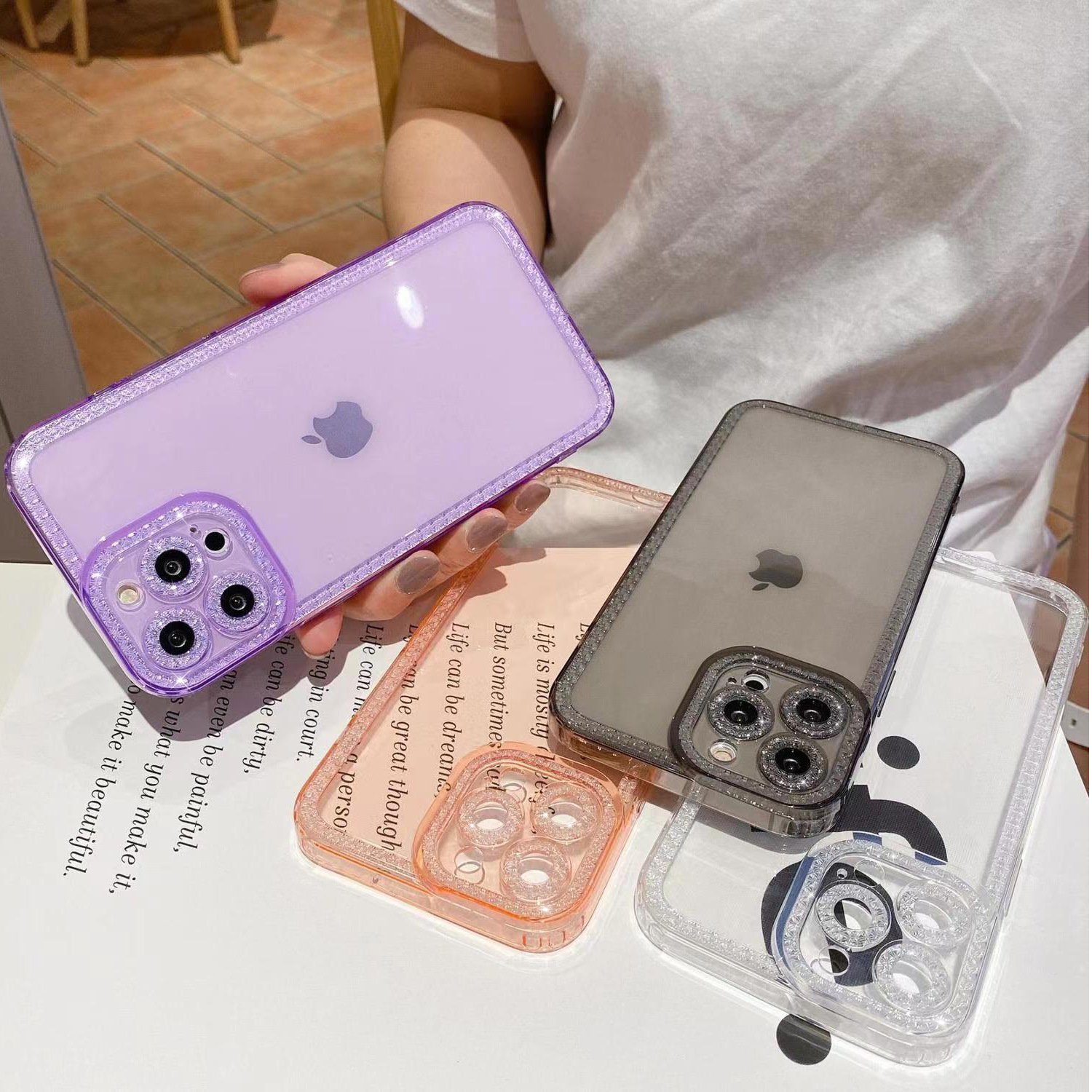 New Luxury Glitter Diamond Woman Phone Case for iPhone 15 Plus Camera Lens Protector Diamond Case for iPhone 15 Diamonds Crystal