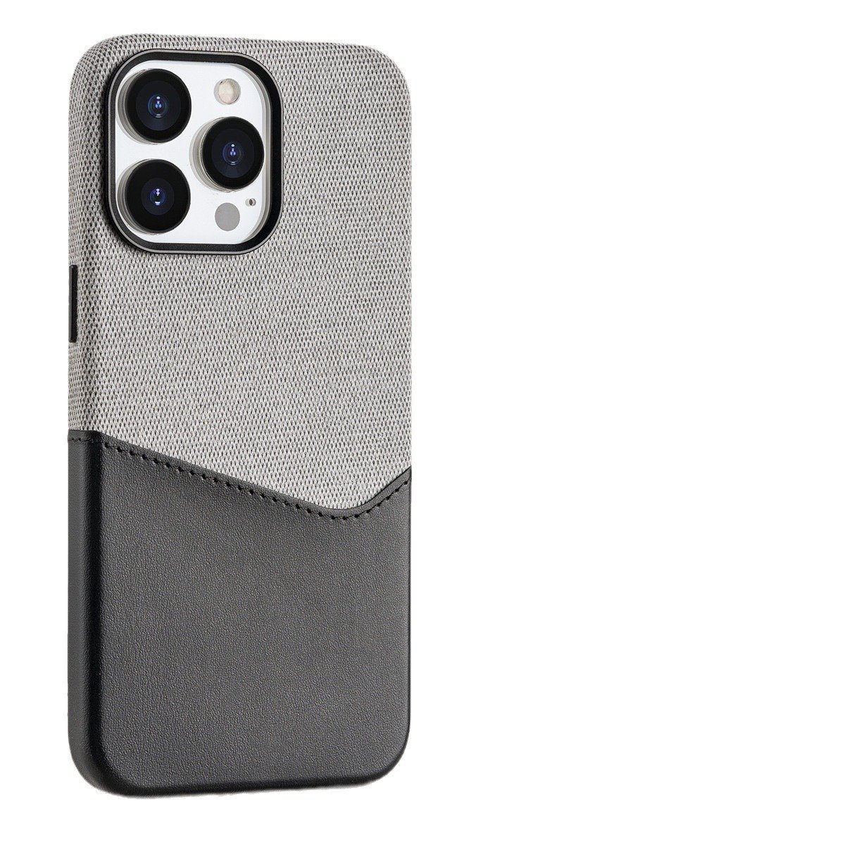 For iPhone 16 PRO MAX Mobile Phone Case Canvas Fabric Leather Splicing Color Card Slot Back Cover for iPhone 15 14