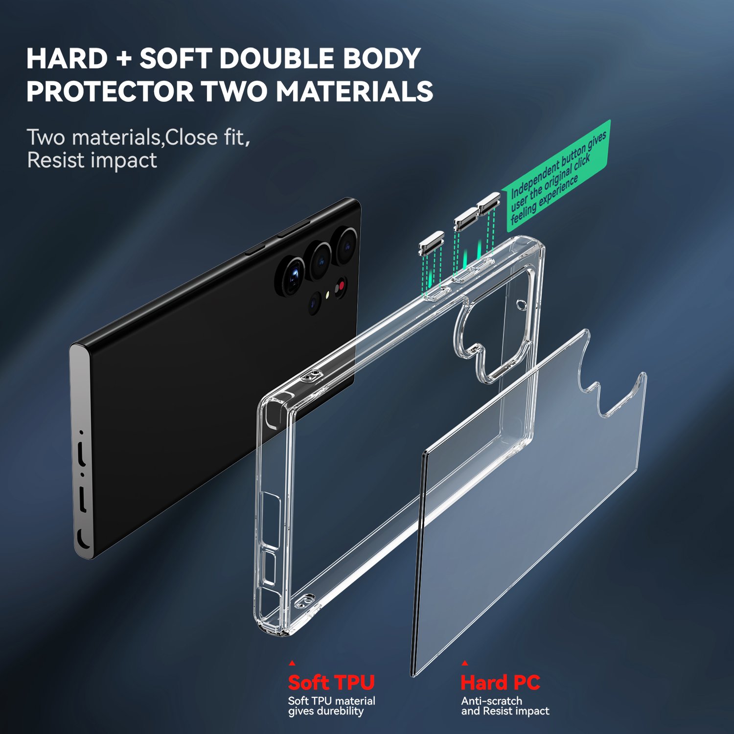 High Quality Crystal clear Transparent Mobile Phone Case For Samsung Galaxy S23 Ultra S22 S21+ S20 Transparent PC TPU TPE Case