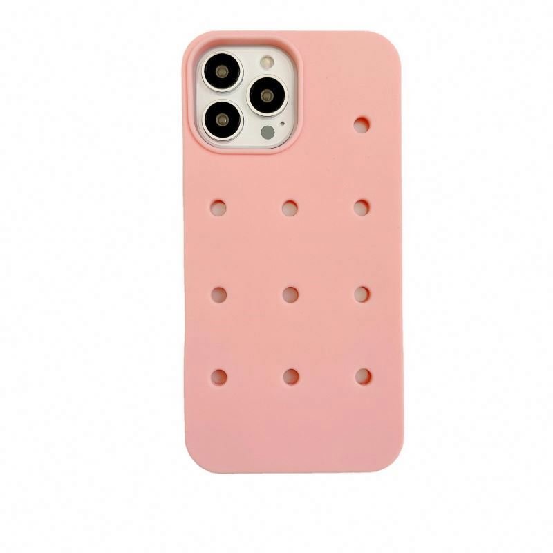 fashionable summer color waterproof silicone mobile phone case for iphone 16 15 13 14pro max hold clog charms