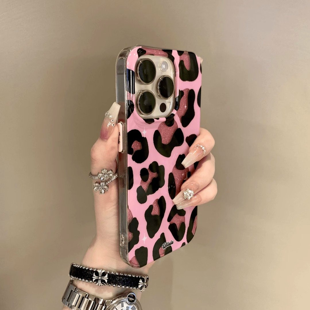 Europe and the United States glitter leopard print fashion mobile phone case for iPhone15promax 14pro fall protection case 13 12