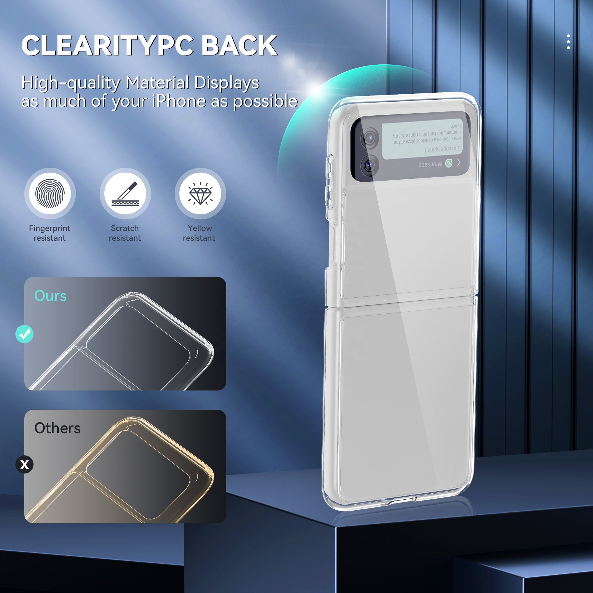 TPU PC Shockproof Hard Mobile Phone Case for Galaxy Z Flip 5g Folding Clear Phone Cover for Samsung Z Flip 3